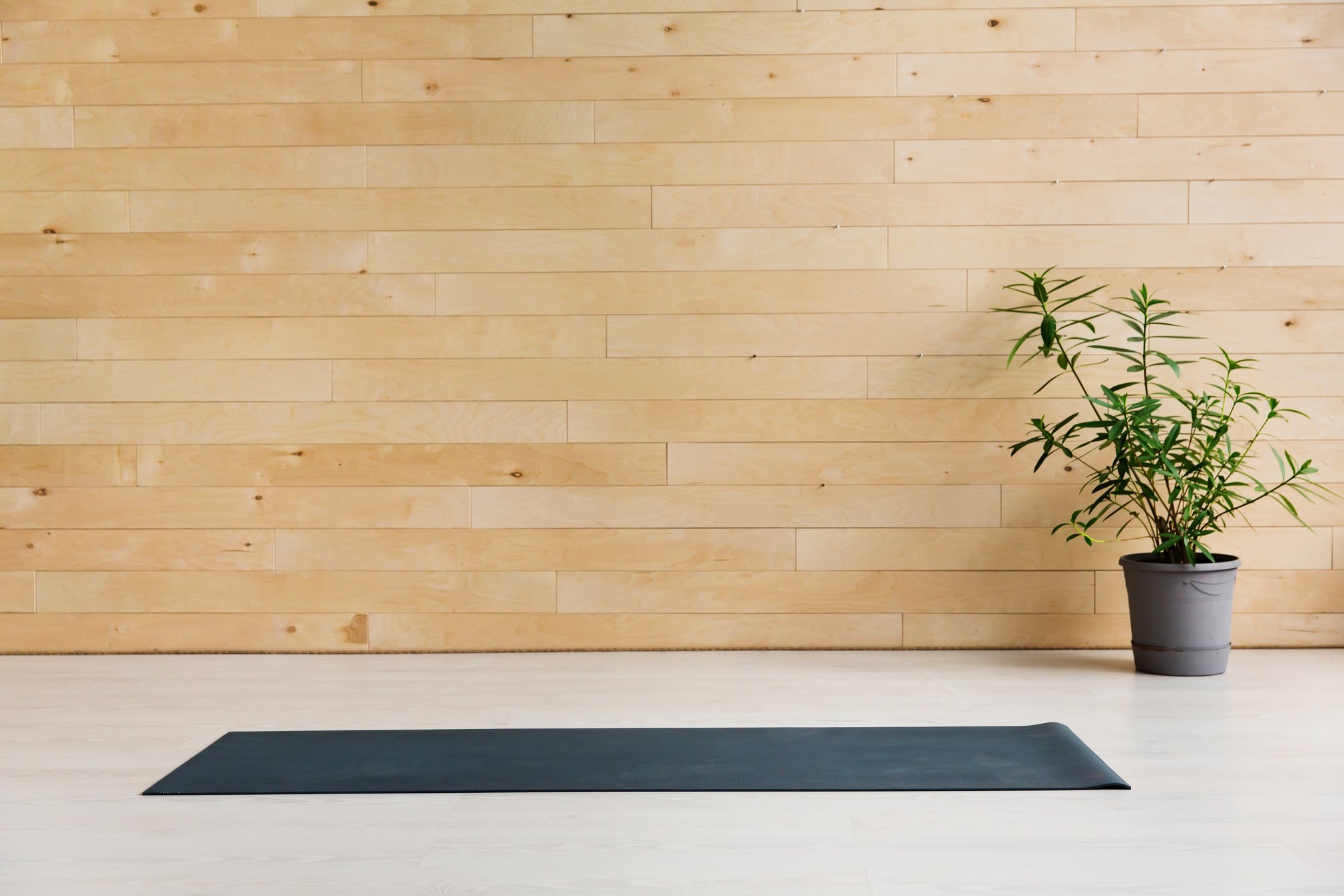 Gym with yoga mat interior